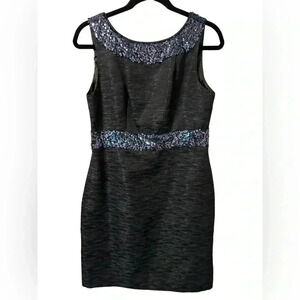 Evan Picone Midnight Blue/Black Sequined Sheath. Like new condition. Size 10.